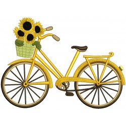 Bicycle With Sunflowers Filled Machine Embroidery Design Digitized Pattern